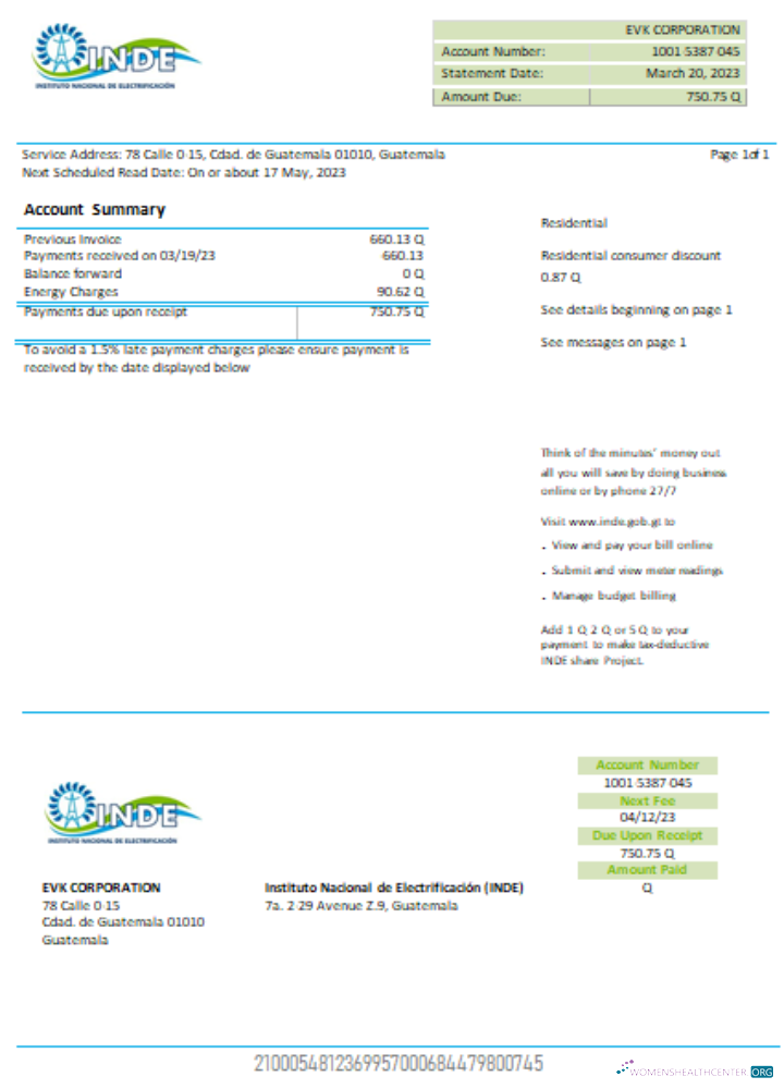 INDE Instituto Nacional De Electrificacion electricity utility business bill, SCR